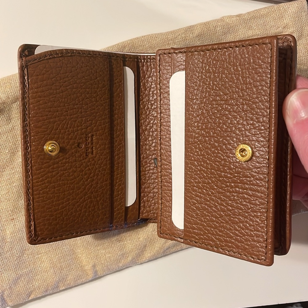 Gucci 1955 blue denim brown leather card holder - Picture 7 of 13